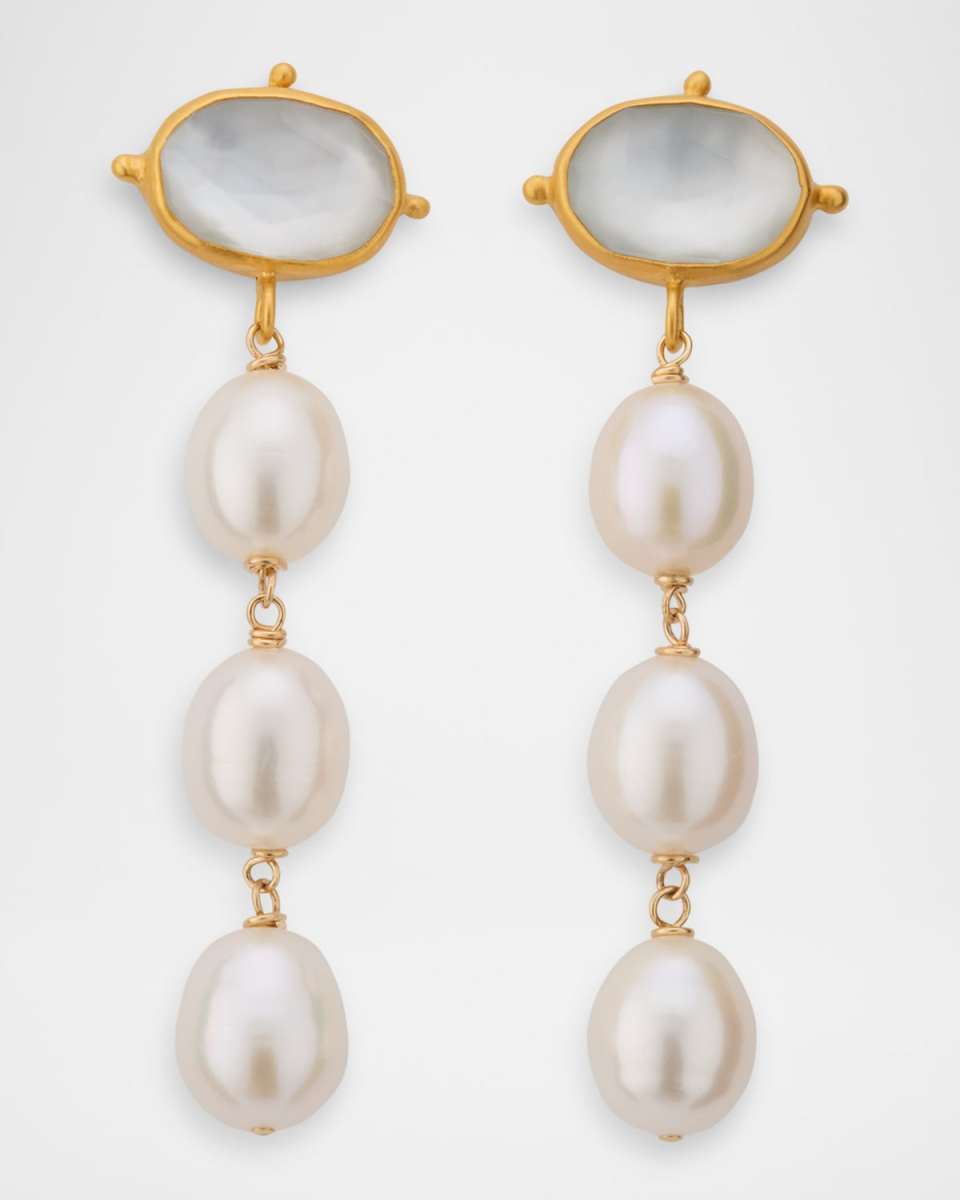 Triple Pearl Drop Earrings